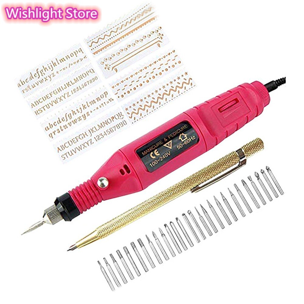 20000RPM DIY Electric Engraving Engraver Pen with 30bit Wood Carve Tool Kit for Metal Glass Ceramic Wood Etching Sculpting Tools