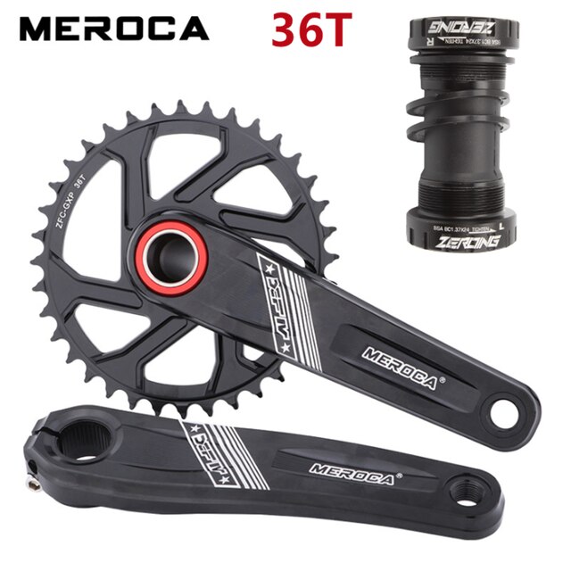 MEROCA MTB Crankset 170mm GXP 32/34/36/38T Narrow Wide Chainring Aluminium Alloy Mountain Bike Crank Set GXP Crank: Black With BB 36T