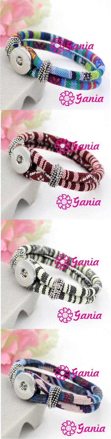 10pcs Snap Bracelet 8 Colors Ethnic Style Bihemian Bracelet&amp;Bangle For Women 18mm Snap Jewelry Pulsera Bijoux
