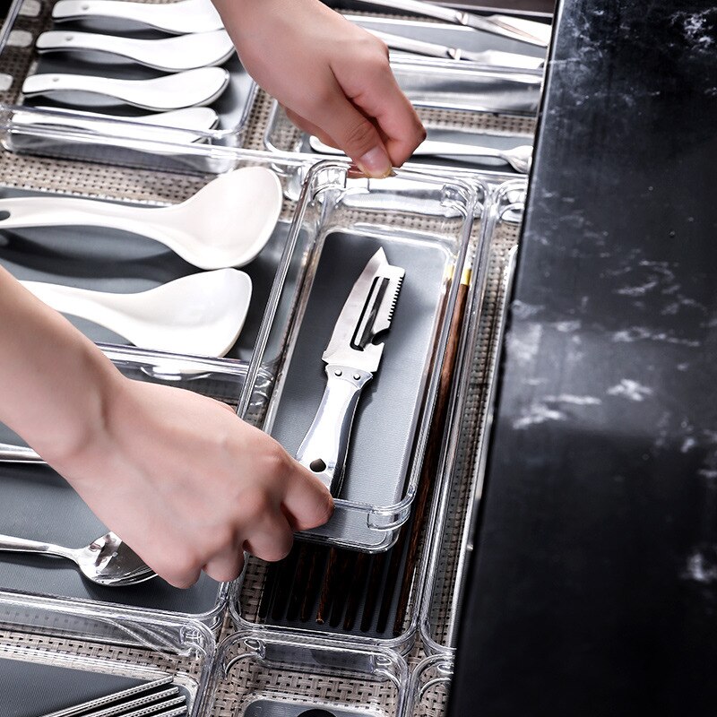 Drawer Organizers Cabinet Plastic Desk Box Chest Dividers for Storage and Order Table Shelves Tableware Fork Knife Chopsticks