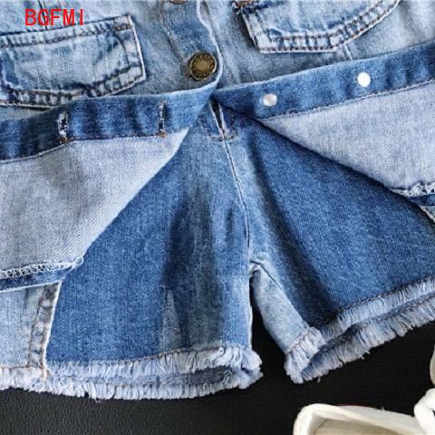 Jupe-culotte en denim pour fille, tenue d'été décontractée à boutons, en Denim, pour enfants de 2 à 10 ans, 2022