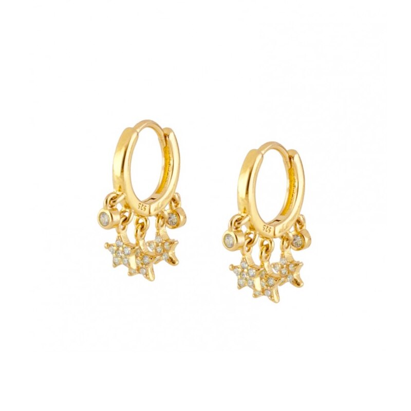 CANNER-Pendientes colgantes de estrella y Luna para mujer, de Plata de Ley 925, Piercing Huggie, Pendientes redondos, joyería: shape 6 gold