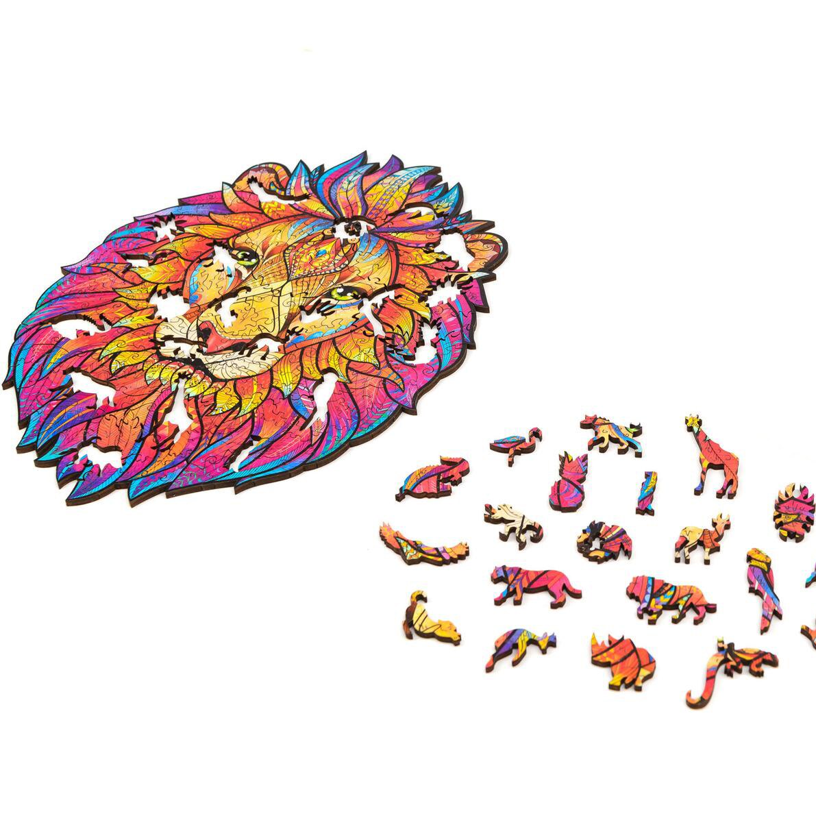 Mysterieuze Leeuw Houten Puzzel Voor Kinderen, Peuters En Volwassenen, Dier Houten Puzzel Challenger Moeilijkheid