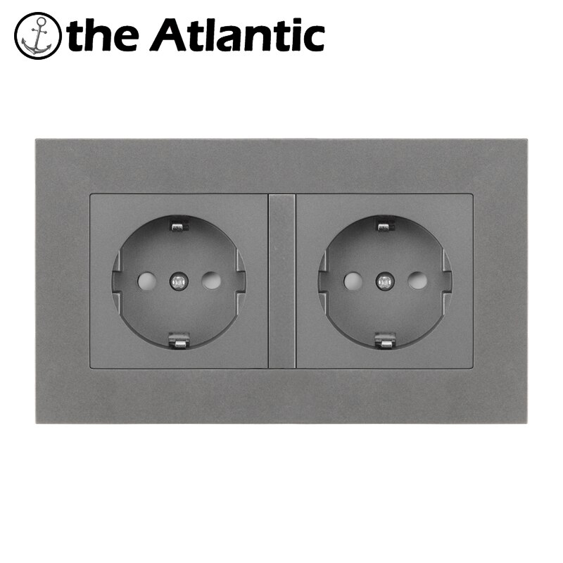 16A EU Wall Power Socket Home Plug Socket Electrical Outlet Gray Grey Plastic Frame Single Double Triple Triple Quadruple 146Typ