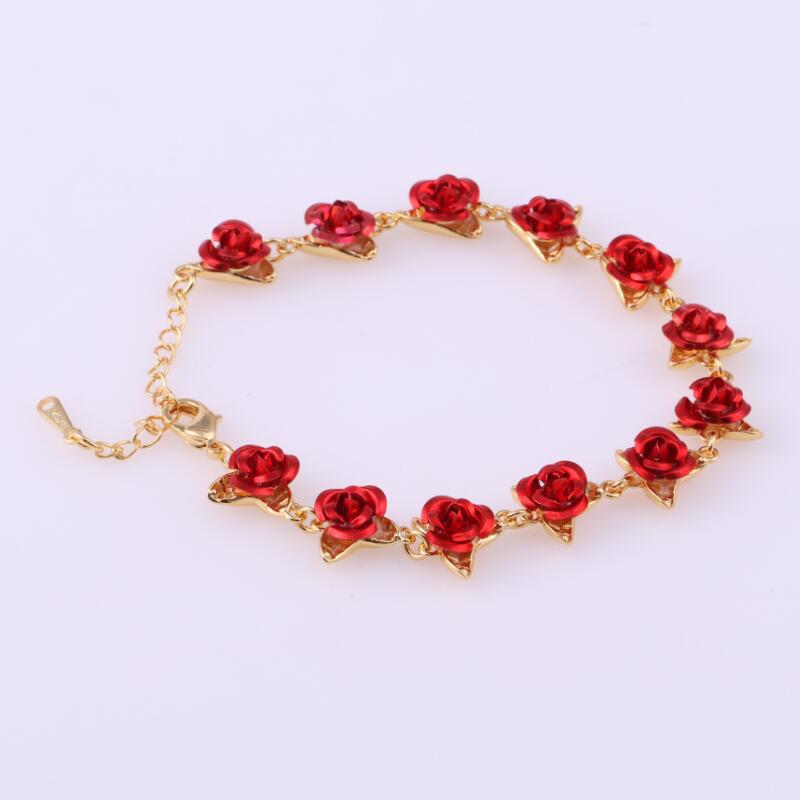 Rose Flower Women Charm Jewelry Rose Gold Color Ladies Bracelet for Women Wedding Party Girl