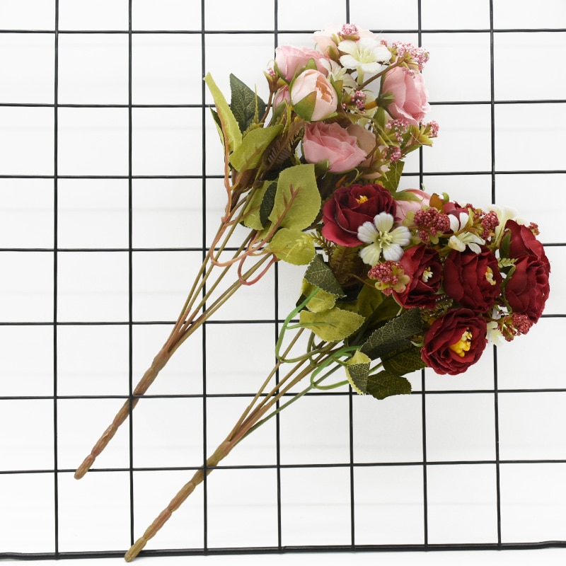Bouquet de roses artificielles, 5 fourchettes 10 têtes, 1 Bouquet, accessoire de décoration de maison, bricolage, mobilier de salon pour un mariage