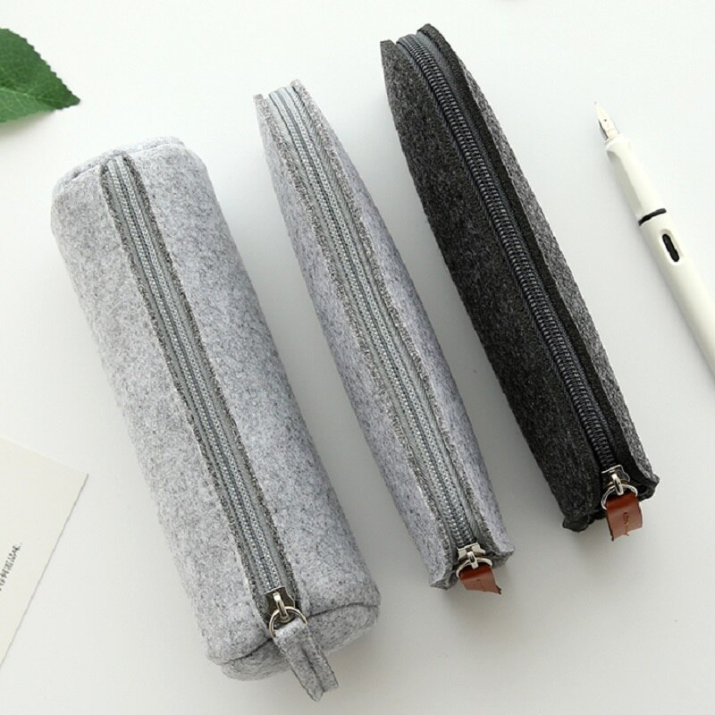 Minimalism Felt Pencil Bag Fabric Pencil Case Stationery Pouch Purse Storage Bag School Supplies Office Supplies Pencil Boxs