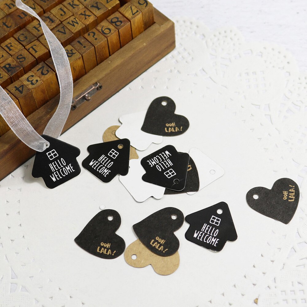 Étiquettes en papier Kraft en forme de Mini cœur, 100 pièces, décoration de fête de mariage, étiquettes de prix, cartes à suspendre