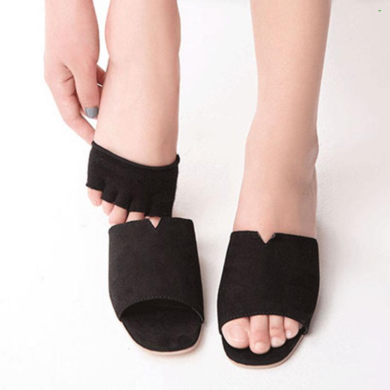 Calcetines de algodón con punta abierta para mujer, medias finas con cinco dedos descubiertos, para verano y otoño, 3 pares