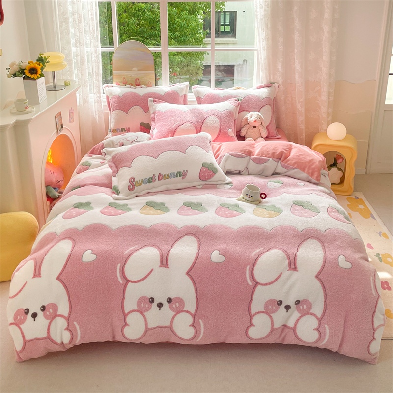 Cute Panda Milk Velvet Duvet Cover Boys Girls Bedroom Decor Cartoon Animal Bedding Autumn and Winter Soft Warm Comforter Cover: Silver