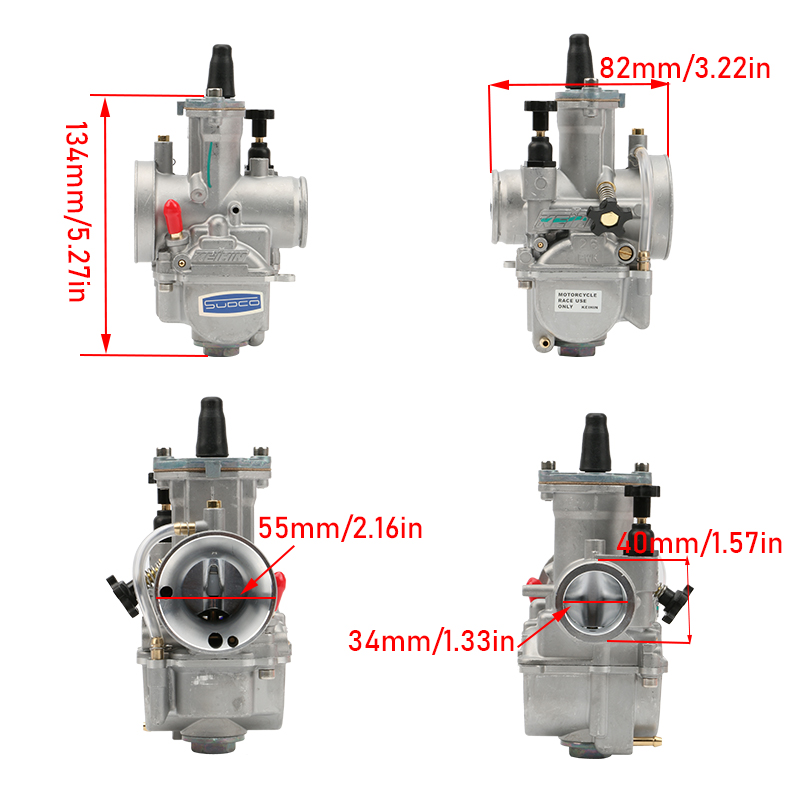 Carburador de motocicleta con Power Jet para Keihin 2T 4T ATV Quad Go Kart 75-250cc PWK 21 24 26 28 30 32 34mm carburador Universal: Transparente