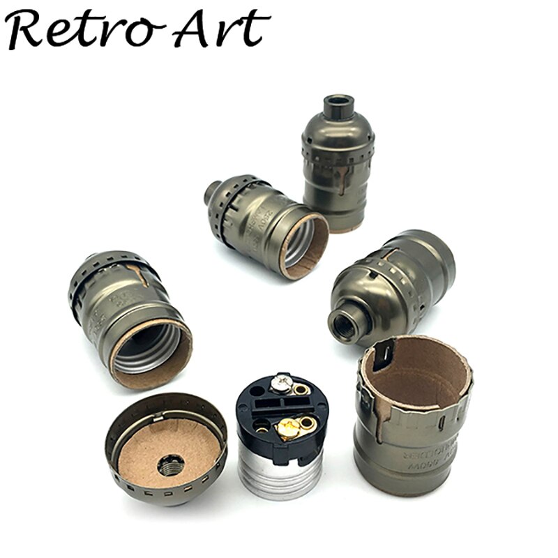 E27 E26 vintage pendant lamp socket metal hanging lampholder