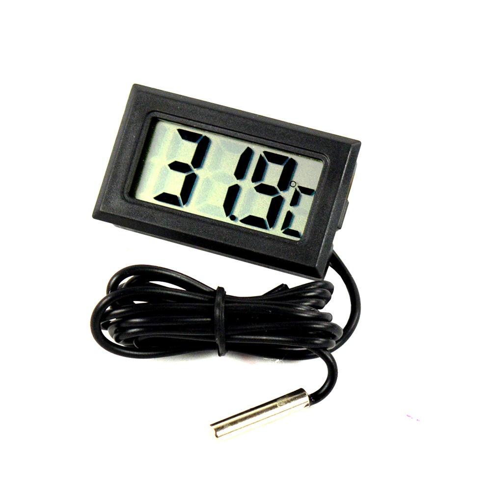 Digital Thermometer Fridge Freezer Mini LCD Digital Thermograph For Refrigerator Temperature -50~110 Degree Indoor Outdoor Probe: black