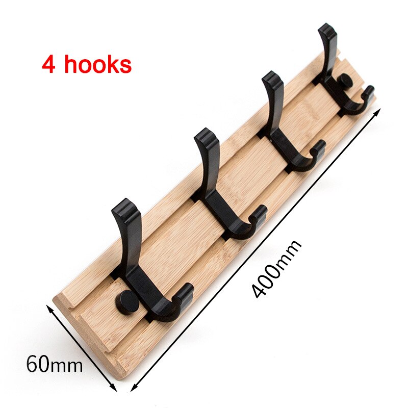 Bamboe Kapstok Muur Gemonteerde Haken Eenvoudige Hanger Slaapkamer Muur Rack Met Beweegbare Haken Tt-Best: 4 hooks