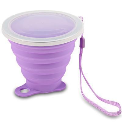 1 kpl taitettava kuppi 270ml päivitys vesikuppi matka silikoni sisäänvedettävä väri kannettava ulkokäyttöön vesikuppi kahvikuppi: Violetti
