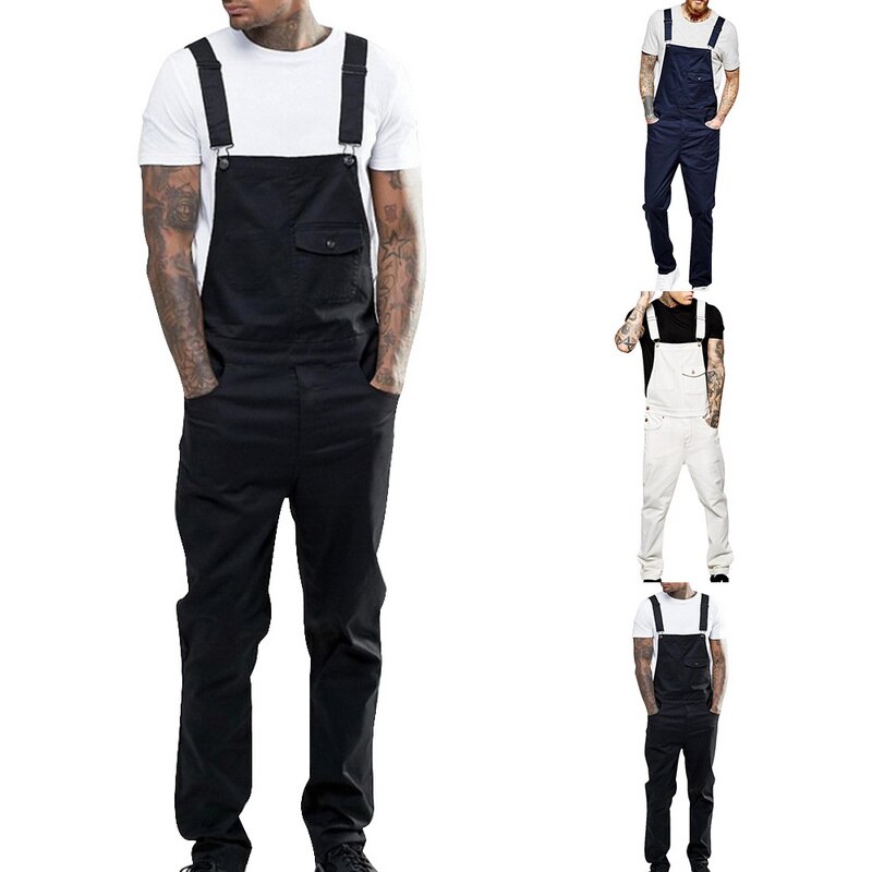 neue Männer Denim Tischler Overall Voller Länge lässig Hosen verlieren Hosen Lätzchen Hosen Herrenmode Hüfte hüpfen Gesamt Lätzchen Hosen