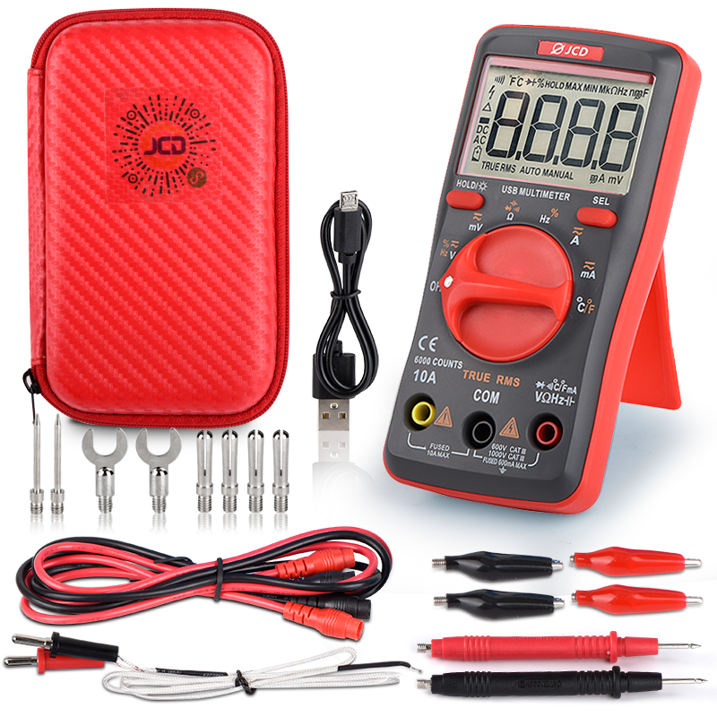 QHTITEC UM16 Digital Multimeter Auto Ranging TRMS 6000 Counts Volt Meter Measures Temperature Tester Tools with Backlight