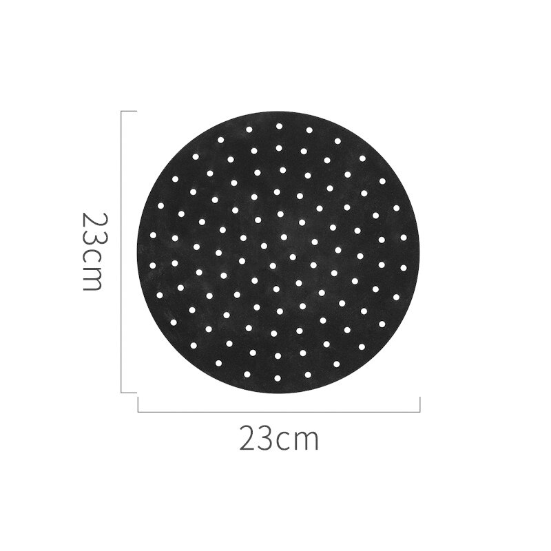 Air Friteuse Liner Air Friteuse Mat Food Grade Non-stick Siliconen Friteuse Mand Voor 7.5 ~ 8-Inch air Friteuses Steamers Mat Keuken Gadgets: 9 in Black round