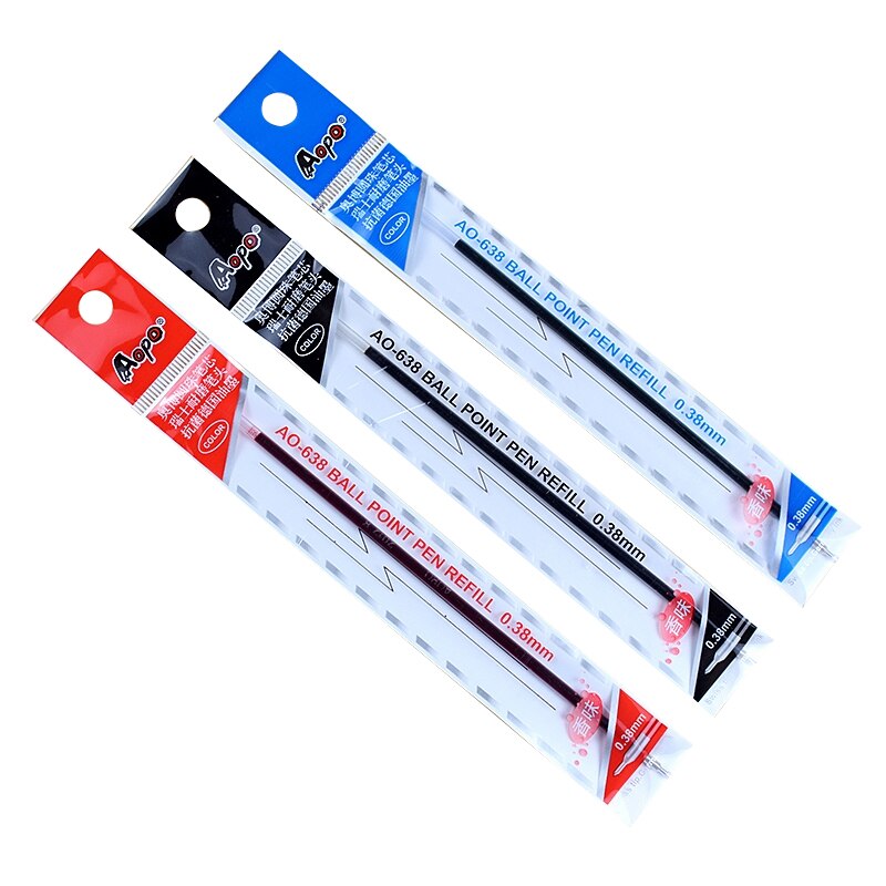Blue Ballpoint Pen Refills for Drawing Lengthened 14cm Slim 0.38mm Black Red Ink Smooth Writing Packaged 6pcs/Lot
