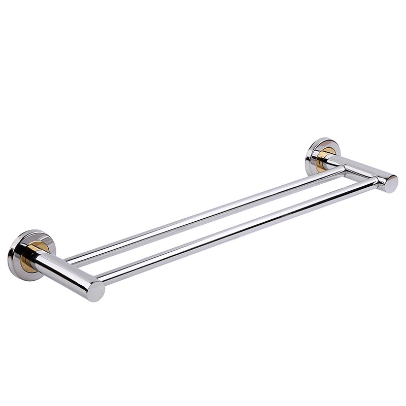 Stainless Steel Bath Towel Holder Bathroom Towel Bar Wall Mounted Towel Hanger 2 Layer Towel Racks 50*14cm