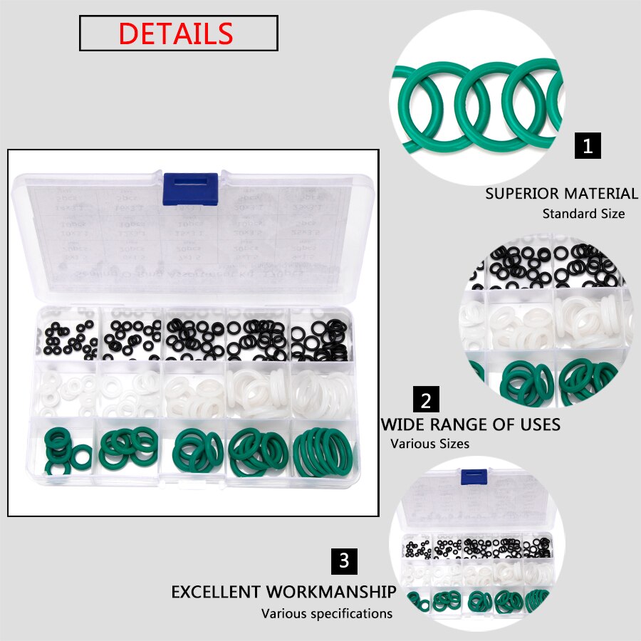 Junta tórica de silicona NBR VMQ FKM CS, 1,5mm, 2,4mm, 3,1mm, reemplazo de Junta verde, 125-150-225-300uds, S25