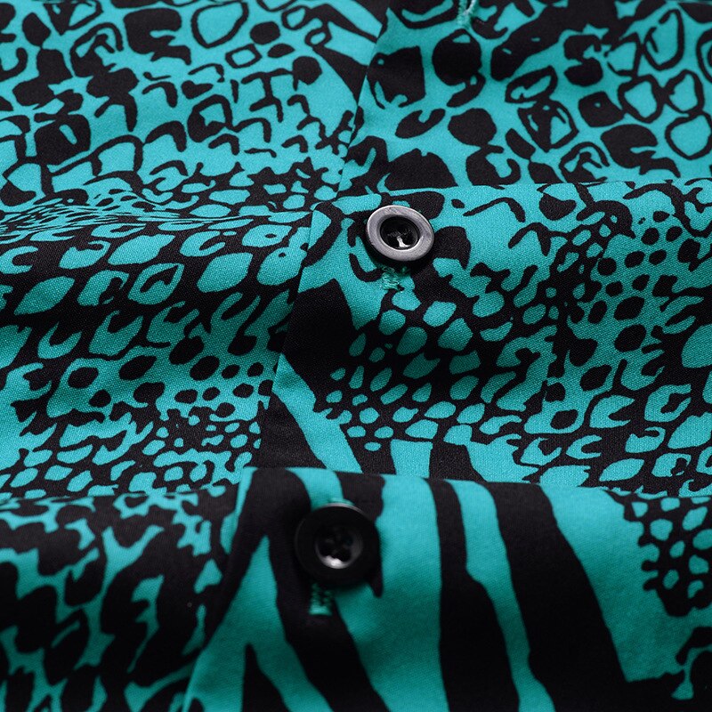 Camisa estampada con de serpiente para hombre, novedad del en camisas de manga corta con botones hasta abajo, camisa Social informal para hombre, camisa masculina