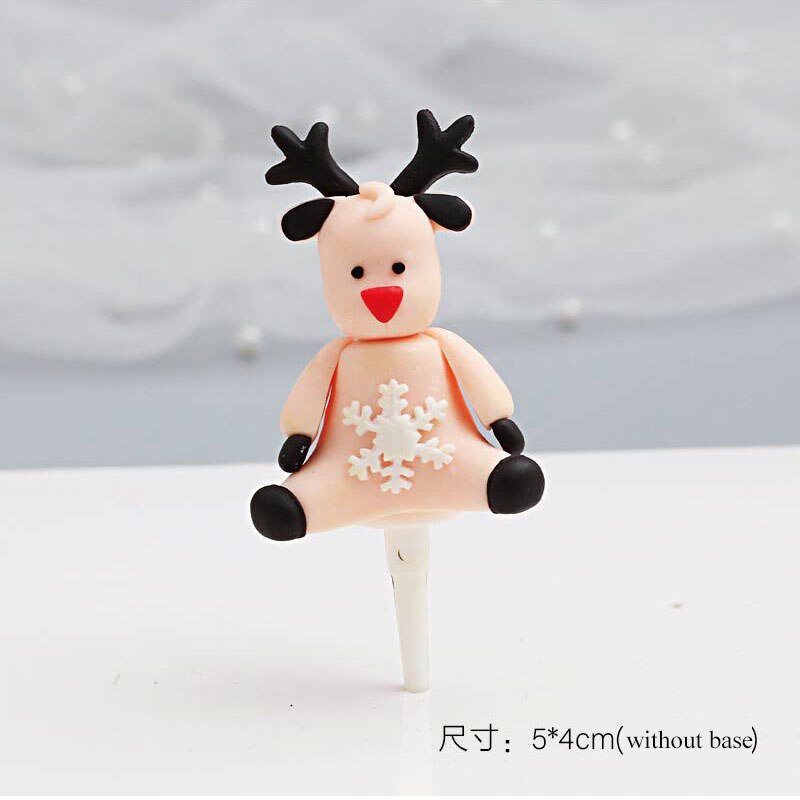Christams party Cake Toppers Soft clay Christmas cake decoration cake decoration cards and Cake Flags Santa Claus and elk: 6