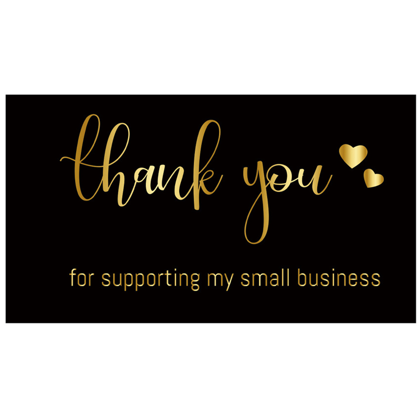 50/500pcs Black Gold Foil Thank You Cards for Supporting My Small Business Thanks Greeting Cards for Retail Store Handmade: Card D 50pcs
