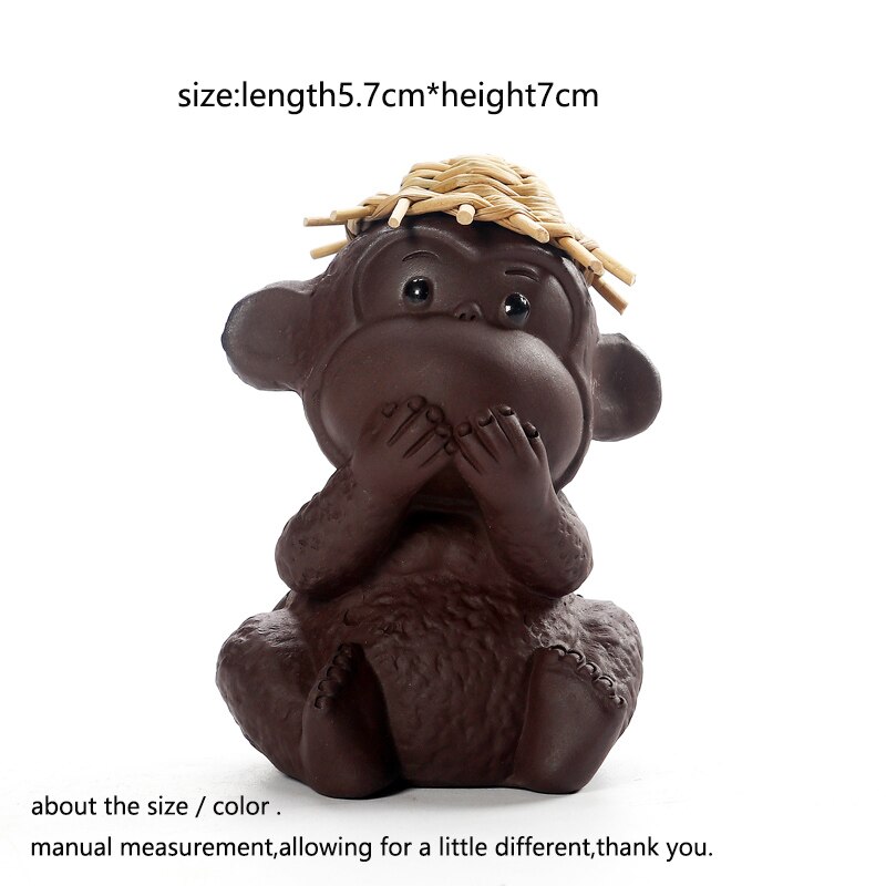 Estatua mono creativa de la suerte, té de arcilla púrpura, artesanía de cerámica para mascotas, kungfú chino, accesorios de juego de té, decoración para bandejas, de Boutique: A Style
