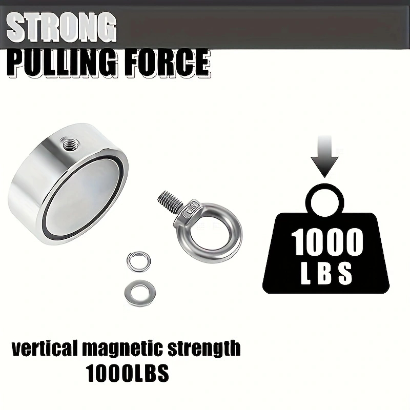 Magneettikalastus , 1000 lbs  (453 kg)  vetovoimainen kaksipuolinen kalastusmagneetti köydellä, supermagneetti kalastussarja, neodyymimagneetti