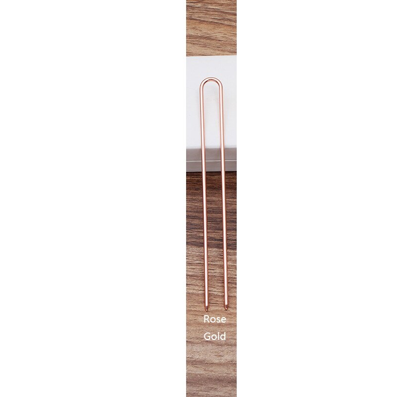 10 stücke 2x120mm Haar Klebt Raw Messing Rose Gold Farbe U Form Haar Pins Blank Basis Einstellung zubehör für Frauen Schmuck Bulks DIY: Rose Gold