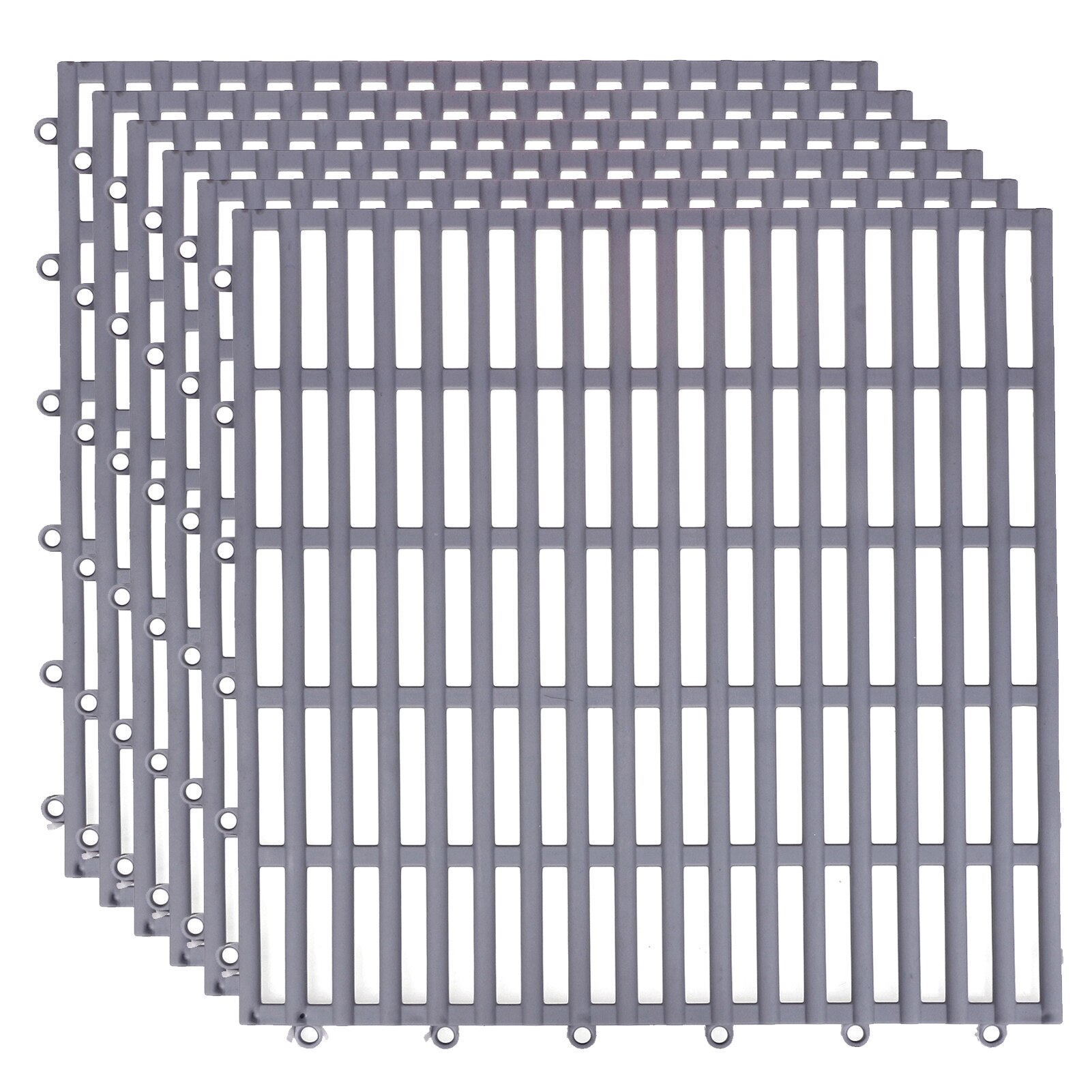 Interlocking Non Slip Drainage Floor Tiles, PVC Bath Shower Floor Mat for Bathroom, Kitchen, Toilet ,Pool Wet Areas Splicing Mat: grey