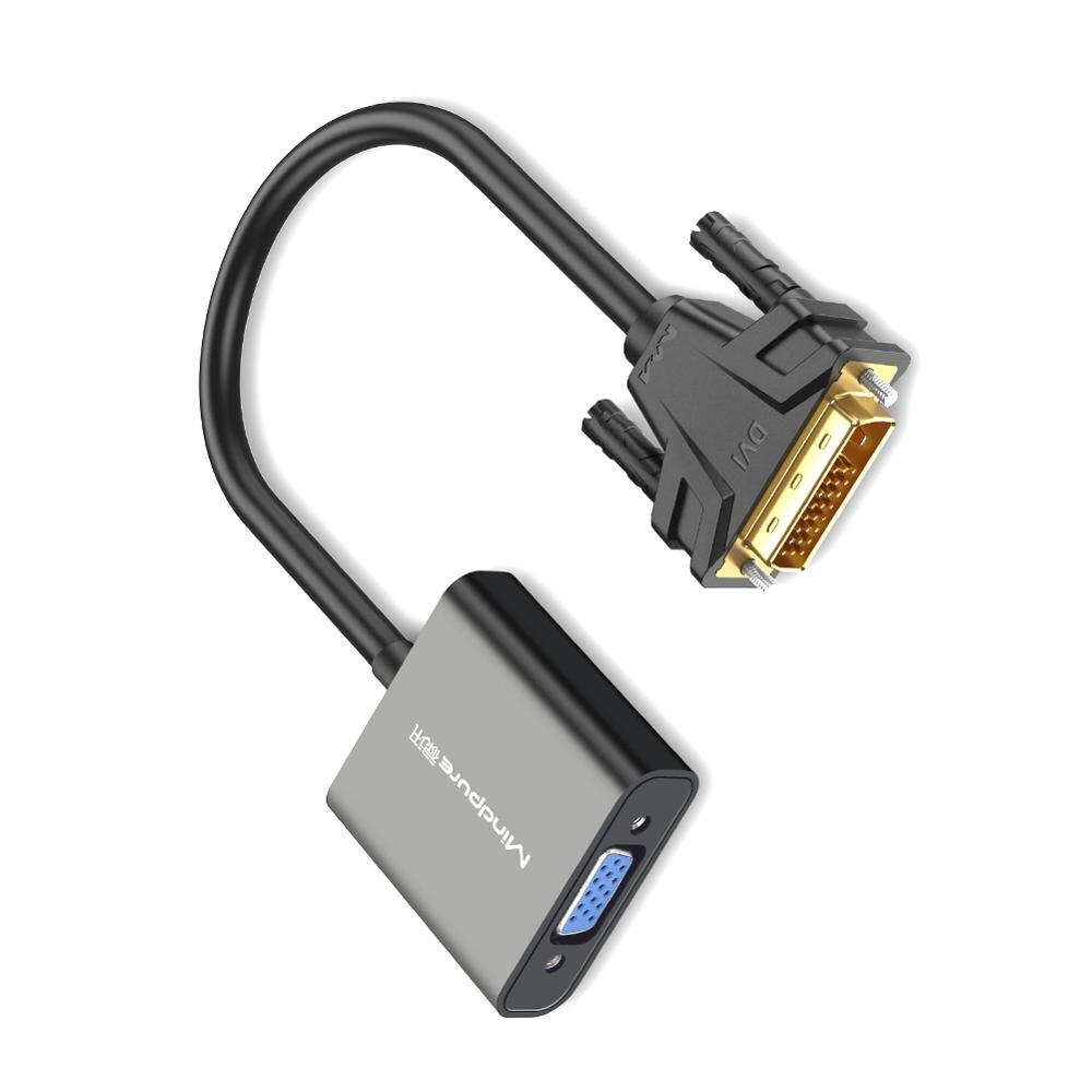 Convertisseur DVI vers VGA HD 1080P DVI 24 + 1 25 broches vers VGA, câble adaptateur pour moniteur TV PC