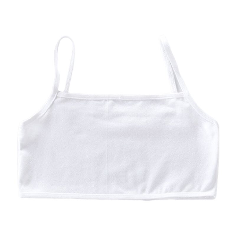Pubertet piger sport træning bh åndbart undertøj wire gratis cami crop top: Hvid