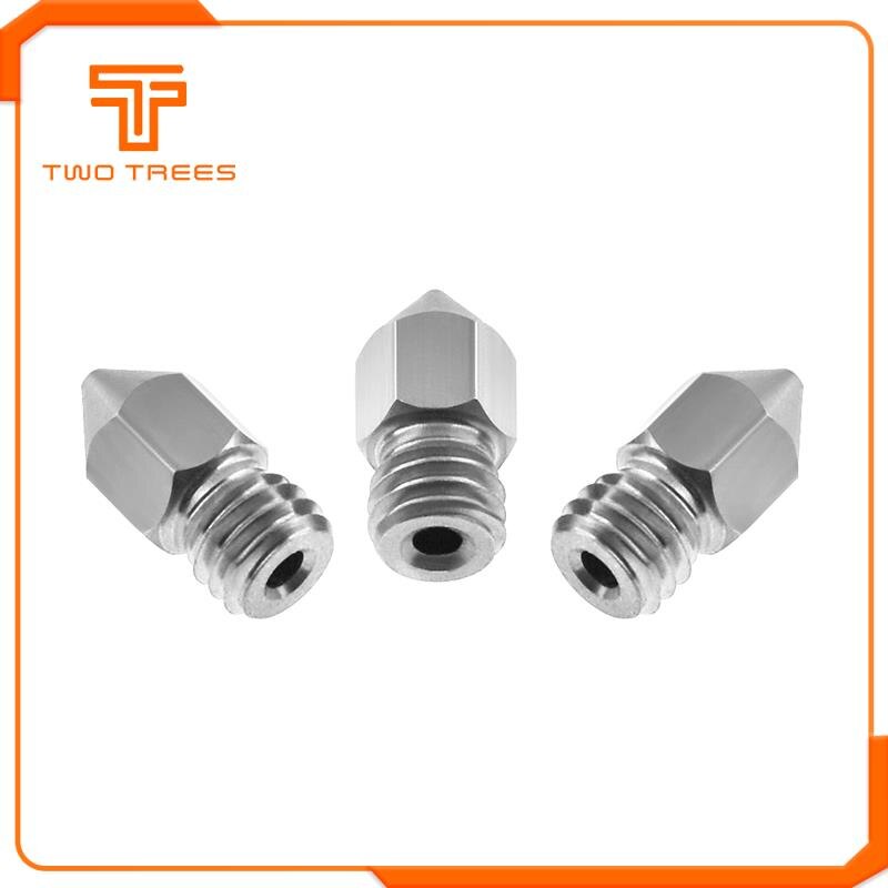 10 stks/partij MK8 Nozzle 0.2mm 0.3mm 0.4mm 0.5mm 0.6mm M6 Schroefdraad Roestvrij Staal voor Ender 3 3D Printer Extruder Print