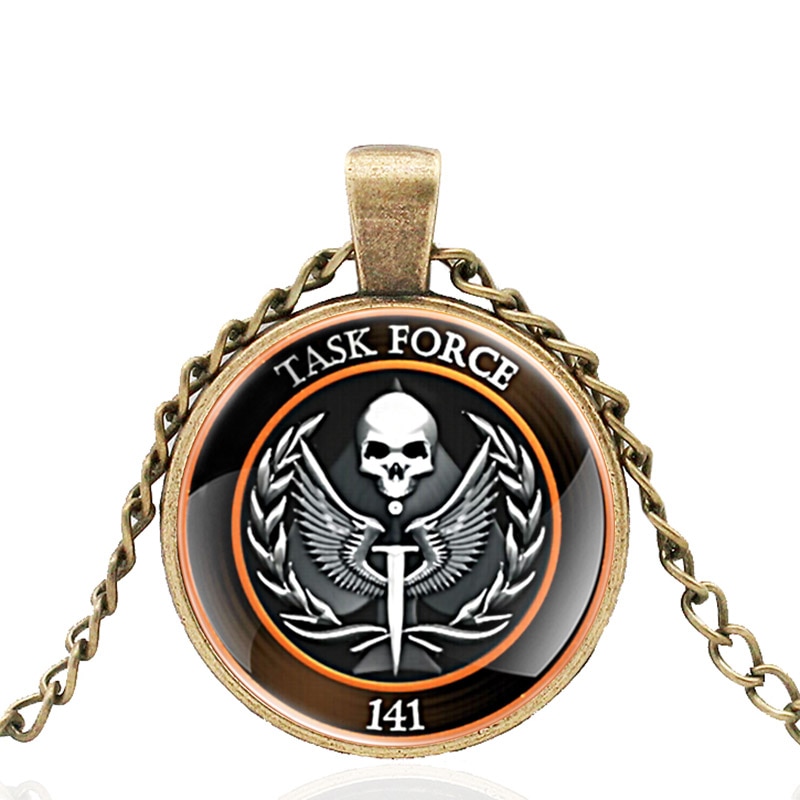 141 Task Force, Gargantilla con cadena colgante, collar clásico de Metal con cúpula de cristal y calavera para hombres y mujeres, de joyería