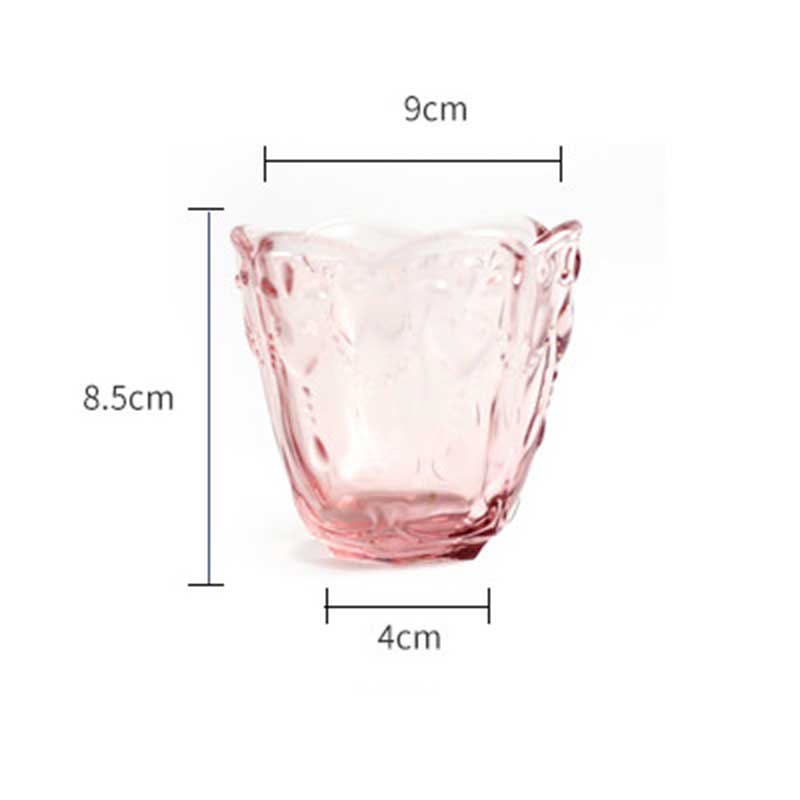 1 st kristallmuggar präglade glas retro vin juice mjölk dricksglas kök kontor fest kaffemugg drinkware 200ml: Rosa
