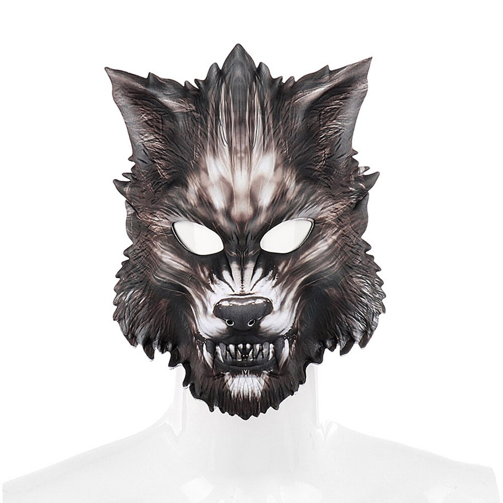 Halloween Lobo máscara para cabeza, cara Cosplay disfraces realista mira Hombre Lobo máscara de bola Facial accesorios de vestir decoración