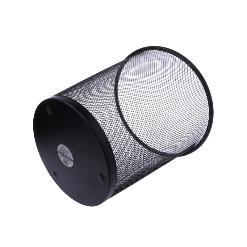 Metal Mesh Wastebasket Round Trash Can Recycling Bin Office Tools Supplies Black
