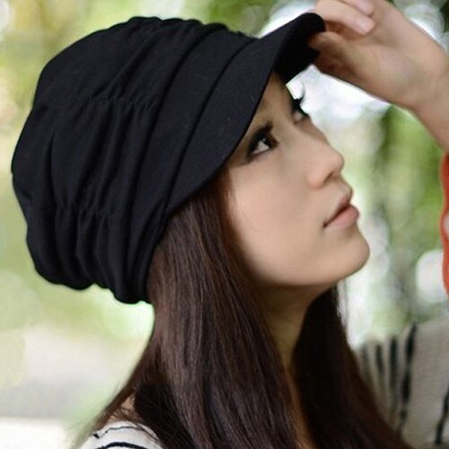 Women Pleated Peaked Cap Hat Casual s Travel Sunhat