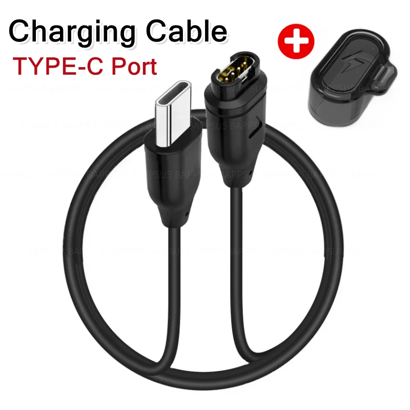 Type C USB Charger Line For Garmin Watch Instinct Venu 2 Fenix 8 7 6S Universal Dust Plug Portable Type-C Charging Cable Cord: Khaki