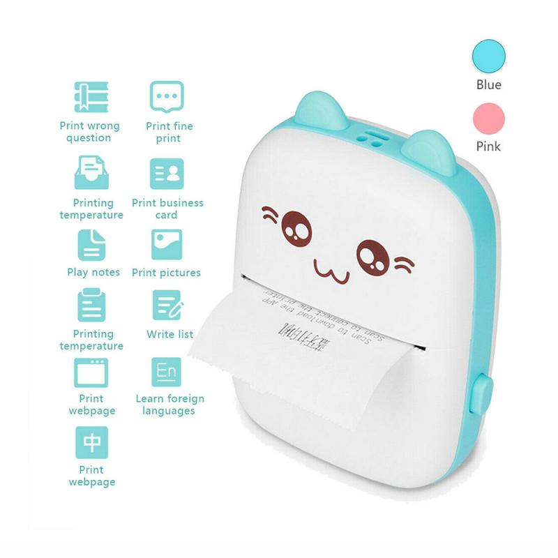 Mini Portable Thermal Printer Paper Photo Pocket Thermal Printer Printing Wireless Bluetooth Printer For Android IOS Printers
