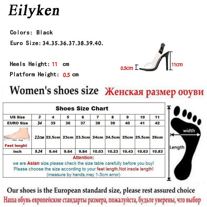 Eilyken Women Sandals Butterfly-knot Clear Stilettos Slingback PVC Sandals Wedding Dress Pumps Shoes size 35-40