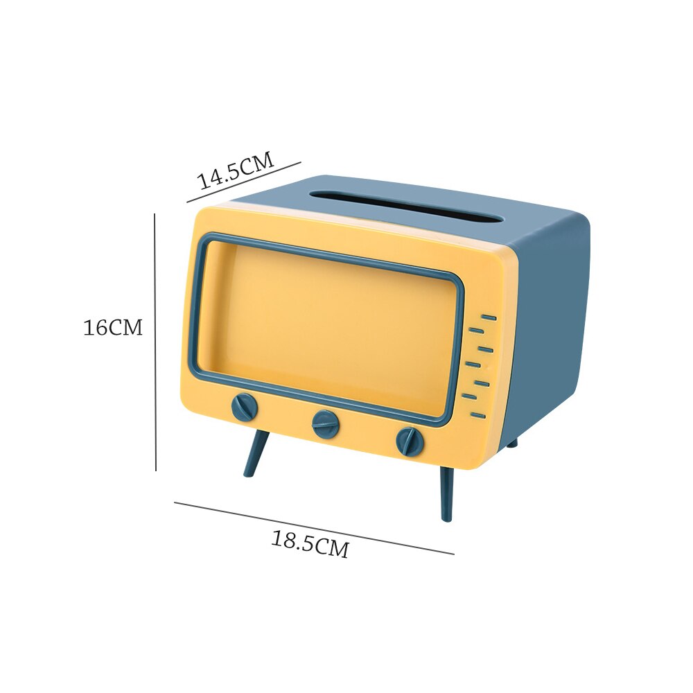 TV Tissue Box Desktop Tissue Paper Organiser Box Dispenser Storage Home Office Napkin Holder With Mobile Phone Stand