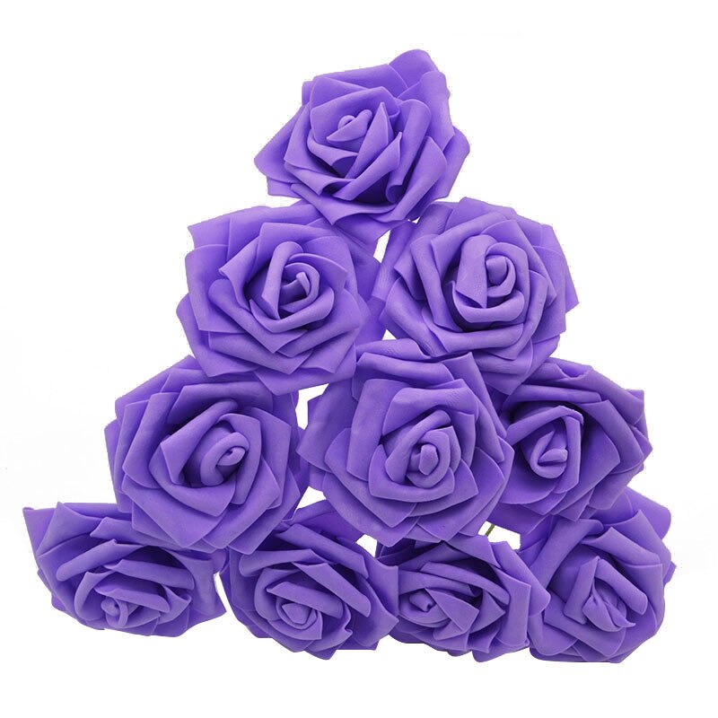 10 stk/parti 8cm pe skum rose kunstige blomsterhoveder til gør-det-selv-kranse bryllupsfest dekoration hjem have dekorative forsyninger: F16 lilla