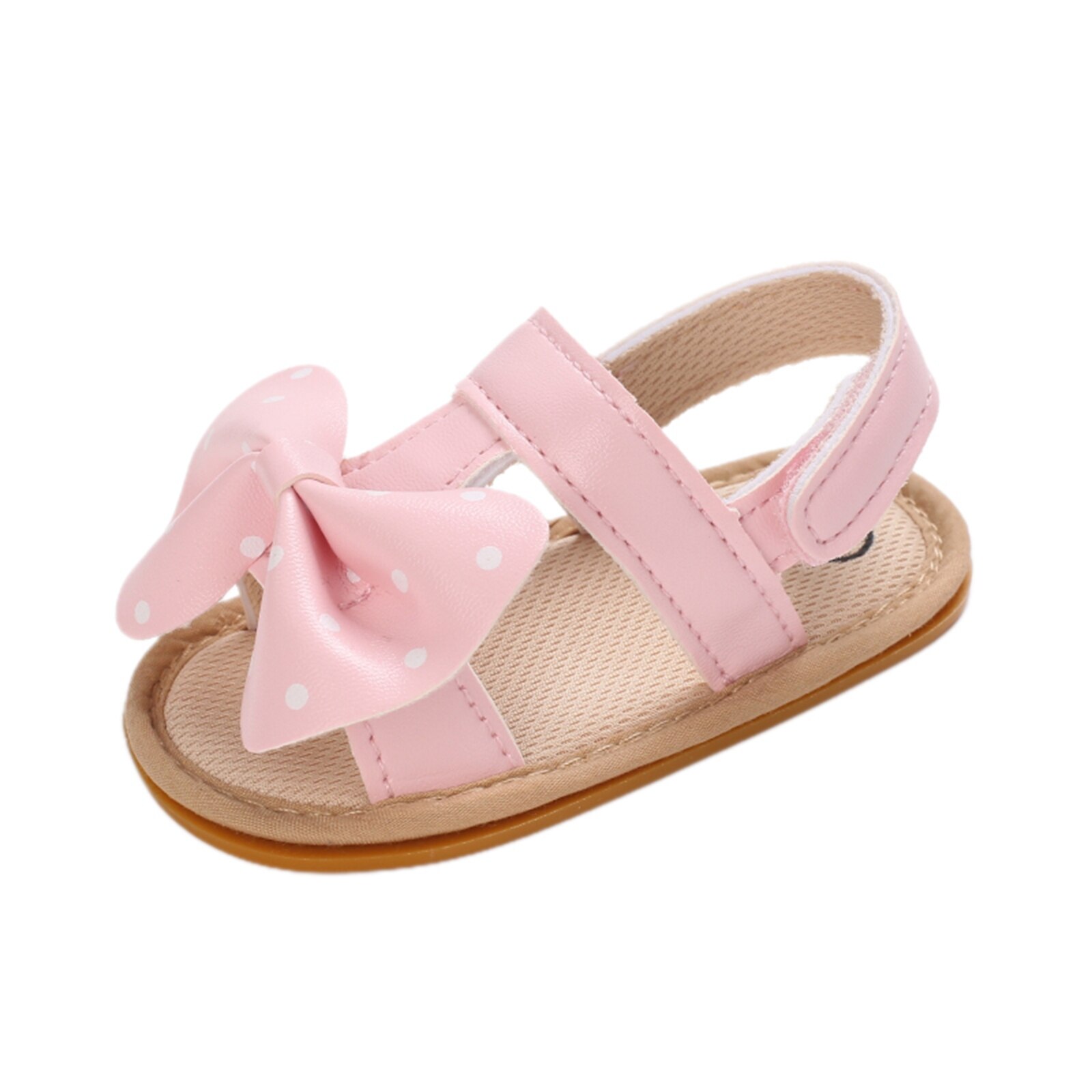 Babyschuhe für mädchen, flache sandalen mit hochwertiger, weicher gummisohle, rutschfest, Ideal für Höhle sommer, mit schleife, wellenmuster und schnüSprosse, lauflernschuhe