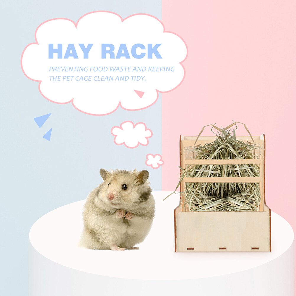 2pcs Wooden Food Feeder Rabbit Hay Feeder Small Animal Feeder Cage Feeding Tool Pet Rabbit Cage Hamster