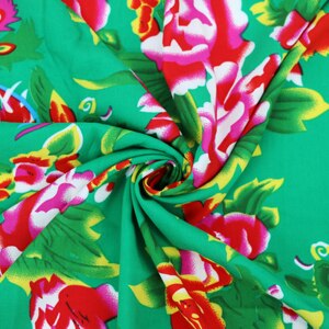 50cm*145cm 100%  raion pehmeä pyjama kangas kevät ja kesä mekko kangas puuvilla kangas materiaali pioni eettinen painatus viskoosi: Vihreä pioni