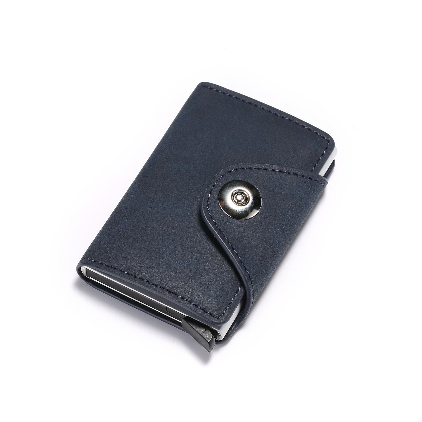 Dienqi rfid anti-magnetisk kreditkortholder mænd sikkerhedspung aluminium beskyttelse mandlig visitkortholder etui slank pung: Blå