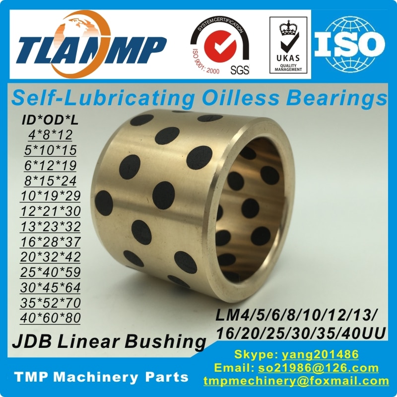 JDB linear graphit kupfer Lagerbier kupfer buchse oilless selbst-schmier Lager-LM4/5/6/8/10/12/13/16/20/25/30/35/40UU